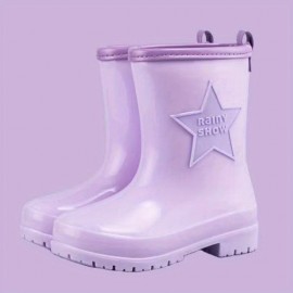 Boys And Girls Casual Rain Boots With Star Print, PVC Non-slip Waterproof Boots For Outdoor