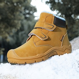 Boy's Snow Boots, Warm Fleece Cozy Non-slip Ankle Boots Plush Comfy Outdoor Hiking Shoes Lined Trekking Shoes, Winter