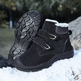 Boy's Snow Boots, Warm Fleece Cozy Non-slip Ankle Boots Plush Comfy Outdoor Hiking Shoes Lined Trekking Shoes, Winter