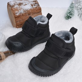 Boys Fleece Thermal Snow Boots, Waterproof Thickened Booties For Winter Outdoor