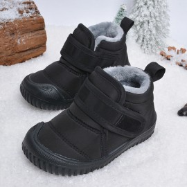 Boys Fleece Thermal Snow Boots, Waterproof Thickened Booties For Winter Outdoor