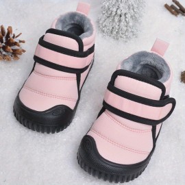 Boys Fleece Thermal Snow Boots, Waterproof Thickened Booties For Winter Outdoor