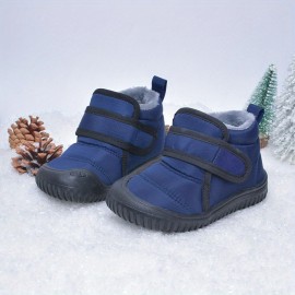 Boys Fleece Thermal Snow Boots, Waterproof Thickened Booties For Winter Outdoor