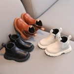 Casual Solid Color Boots With Zipper For Boys Kids, Comfortable Non Slip Boots For Indoor Outdoor Travel, Autumn And Winter