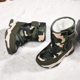 Unisex Children's Camouflage Snow Boots, Warm Cozy Non-slip Ankle Boots, Comfy Outdoor Hiking/Trekking Shoes For Boys & Girls, Winter