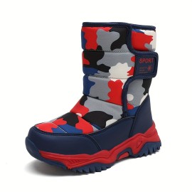 Unisex Children's Camouflage Snow Boots, Warm Cozy Non-slip Ankle Boots, Comfy Outdoor Hiking/Trekking Shoes For Boys & Girls, Winter