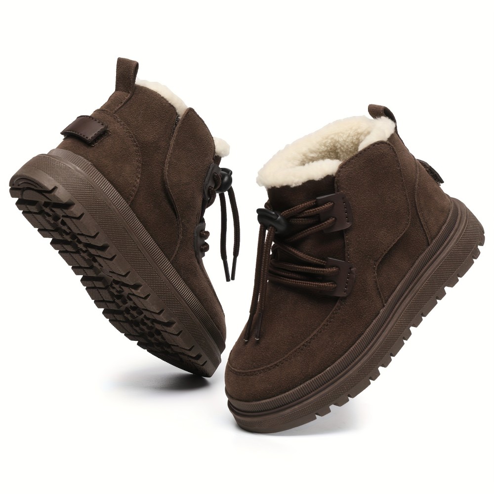 Comfortable Non Slip Boots For Boys, Soft And Warm Plus Fleece Boots For Outdoor Walking Hiking, Autumn And Winter