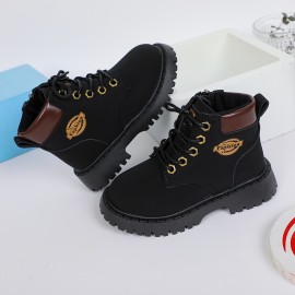 Trendy Cool Boots With Zipper For Boys, Wear-resistant Non-slip Boots For Outdoor Hiking Climbing, All Seasons