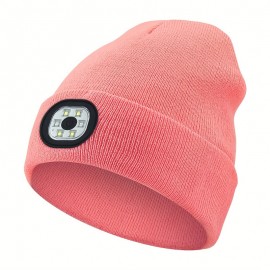 Candy Color LED Beanie With Light Unisex Headlamp Cap Elastic Coldproof Knit Hats Lightweight Casual Skull Cap For Women & Men