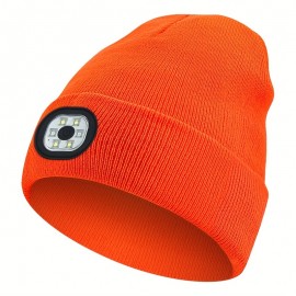 Candy Color LED Beanie With Light Unisex Headlamp Cap Elastic Coldproof Knit Hats Lightweight Casual Skull Cap For Women & Men