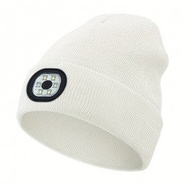 Candy Color LED Beanie With Light Unisex Headlamp Cap Elastic Coldproof Knit Hats Lightweight Casual Skull Cap For Women & Men