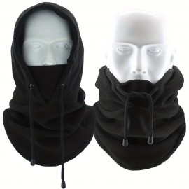 Solid Color Fleece Ski Mask Winter Warm Windproof Plush Balaclava Hood Neck Gaiter Outdoor Coldproof Mask For Women & Men