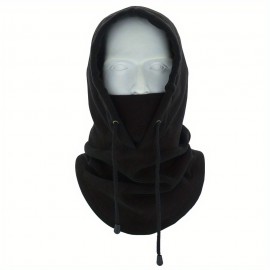 Solid Color Fleece Ski Mask Winter Warm Windproof Plush Balaclava Hood Neck Gaiter Outdoor Coldproof Mask For Women & Men