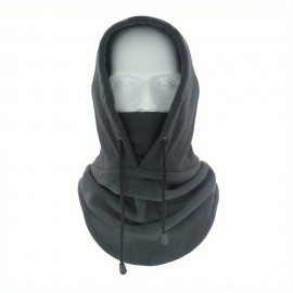 Solid Color Fleece Ski Mask Winter Warm Windproof Plush Balaclava Hood Neck Gaiter Outdoor Coldproof Mask For Women & Men