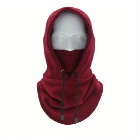 Solid Color Fleece Ski Mask Winter Warm Windproof Plush Balaclava Hood Neck Gaiter Outdoor Coldproof Mask For Women & Men