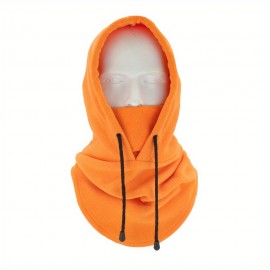 Solid Color Fleece Ski Mask Winter Warm Windproof Plush Balaclava Hood Neck Gaiter Outdoor Coldproof Mask For Women & Men