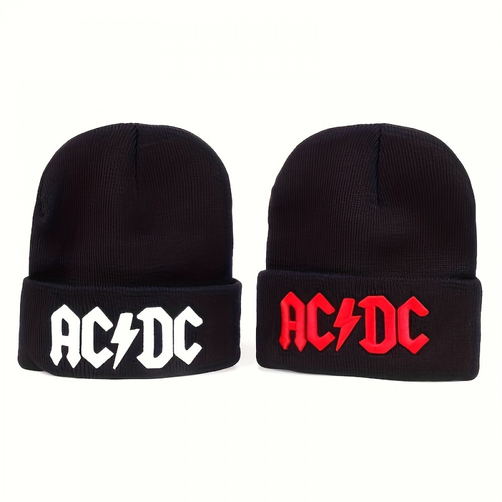 Letter Embroidery Graphic Beanie Unisex Solid Color Couple Beanies Elastic Skull Cap Winter Warm Ski Hats For Women & Men