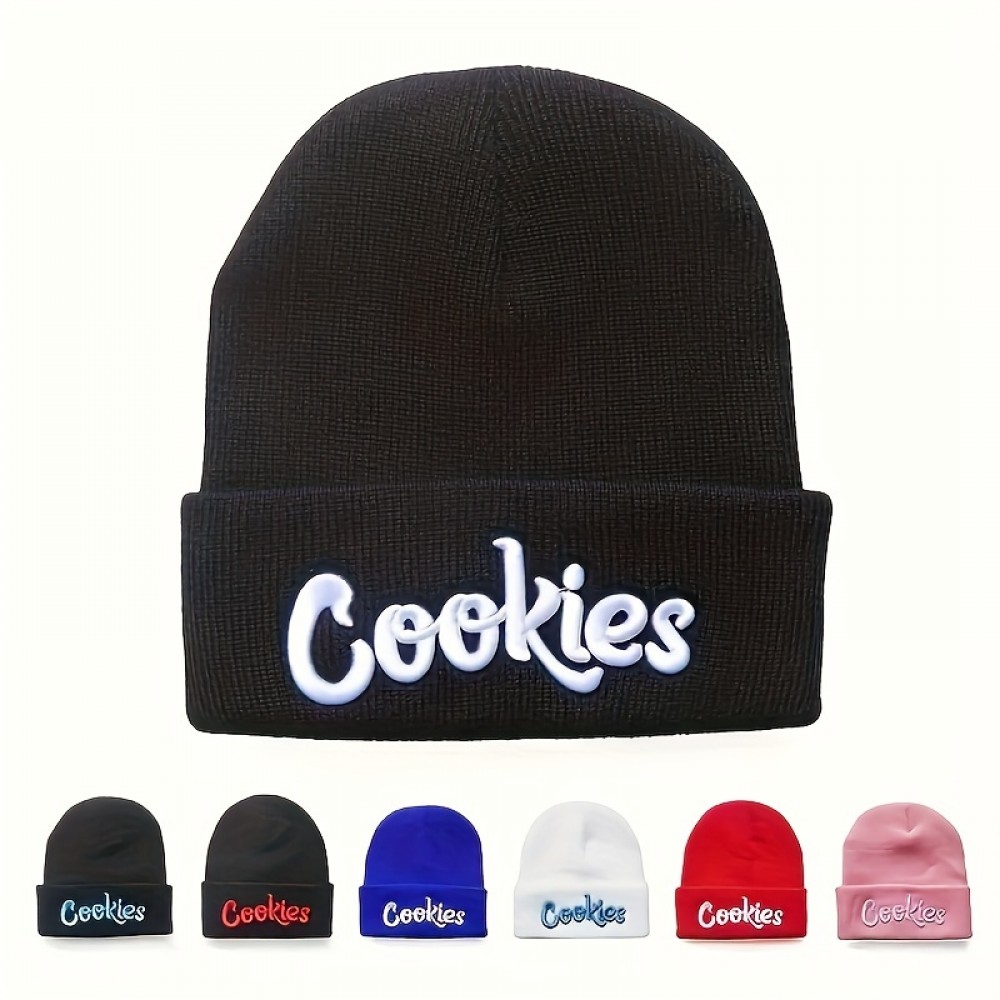 Classic Solid Color Beanies Lightweight Elastic Knit Hats Casual Skull Cap Letter Embroidery Graphic Beanie For Women & Men