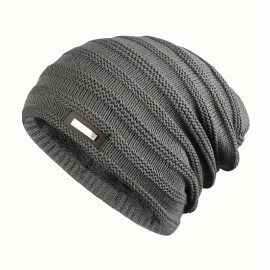 Unisex Knitted Fleece Slouchy Beanie Solid Color Coldproof Skull Cap Warm Beanies Elastic Knit Hats For Women Men Autumn & Winter