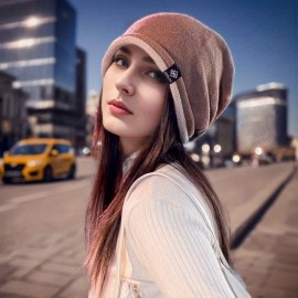 Unisex Trendy Slouchy Beanie Solid Color Coldproof Skull Cap Lightweight Elastic Knit Hats Label Patch Beanies For Women