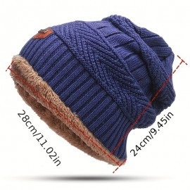 Classic Unisex Fleece Beanie Thick Coldproof Ear Warmer Knit Hat Elastic Solid Color Beanies Winter Ski Hats For Women & Men