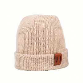 Classic Patch Unisex Basic Beanie Elastic Casual Skull Cap Warm Cuffed Beanies Breathable Knit Hats For Women Men Autumn & Winter