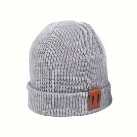 Classic Patch Unisex Basic Beanie Elastic Casual Skull Cap Warm Cuffed Beanies Breathable Knit Hats For Women Men Autumn & Winter