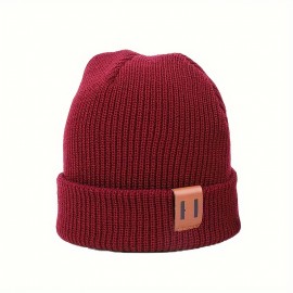 Classic Patch Unisex Basic Beanie Elastic Casual Skull Cap Warm Cuffed Beanies Breathable Knit Hats For Women Men Autumn & Winter