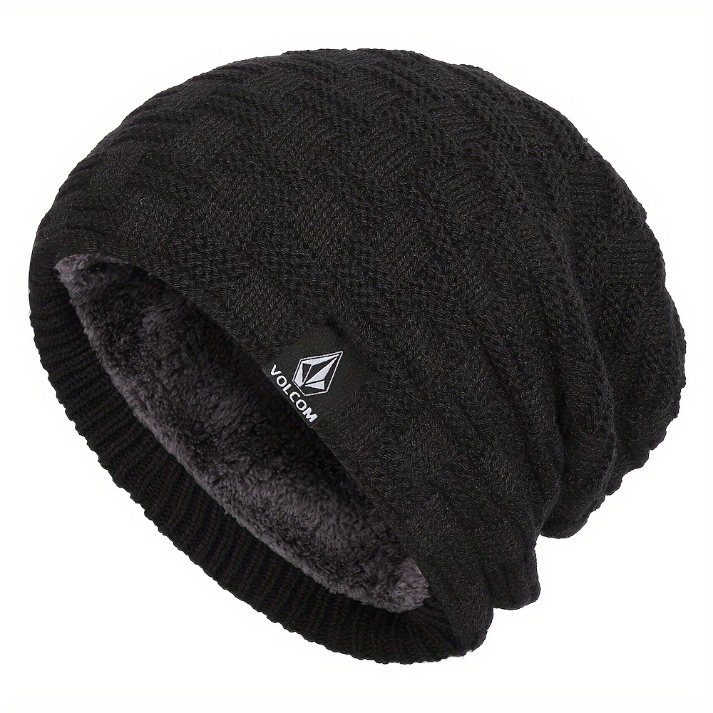 Winter Warm Unisex Fleece Beanie Thick Coldproof Knit Hats Solid Color Elastic Skull Cap Outdoor Cycling Beanies For Women & Men