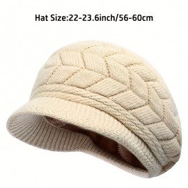 Ribbed Knitted Beret Vintage Solid Color Knit Hats Lightweight Warm Beanies Windproof Crochet Thick Winter Hat For Women Outdoor