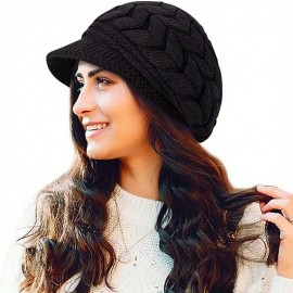 Ribbed Knitted Beret Vintage Solid Color Knit Hats Lightweight Warm Beanies Windproof Crochet Thick Winter Hat For Women Outdoor