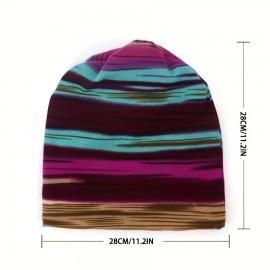 Tid Dye Striped Slouchy Beanie Trendy Graphic Color Coldproof Skull Cap Lightweight Elastic Beanies Unisex Chemo Cap For Women Men