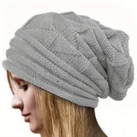 Oversized Slouchy Beanie Solid Color Winter Knit Hat Elastic Skull Cap Striped Knitted Warm Ski Hats Beanies For Women Outdoor