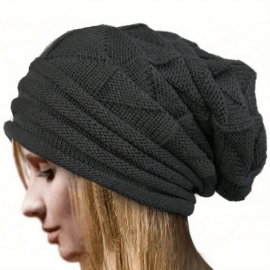 Oversized Slouchy Beanie Solid Color Winter Knit Hat Elastic Skull Cap Striped Knitted Warm Ski Hats Beanies For Women Outdoor