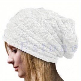 Oversized Slouchy Beanie Solid Color Winter Knit Hat Elastic Skull Cap Striped Knitted Warm Ski Hats Beanies For Women Outdoor