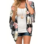 Plus Size Casual Cardigan, Women's Plus Floral Print Bat Sleeve Thin Summer Cardigan