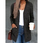 Plus Size basic Cardigan, Women's Plus Solid Long Sleeve Open Front Cardigan With Pockets