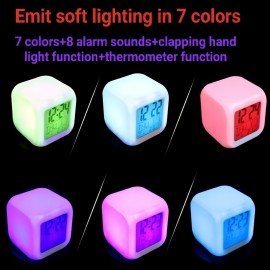 LED luminous colorful color-changing electronic alarm clock square clock (excluding batteries)