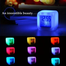 LED luminous colorful color-changing electronic alarm clock square clock (excluding batteries)