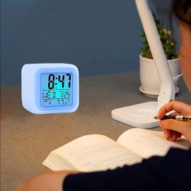 LED luminous colorful color-changing electronic alarm clock square clock (excluding batteries)