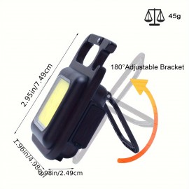 Mini  COB Keychain Work Light 500  Lumens Bright LED Flashlight  4 Light Modes Work Light Portable Rechargeable Light With Magnet Adjustable Bracket Caps Clips Bottle Opener Fishing Camping