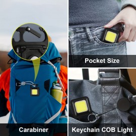 Mini  COB Keychain Work Light 500  Lumens Bright LED Flashlight  4 Light Modes Work Light Portable Rechargeable Light With Magnet Adjustable Bracket Caps Clips Bottle Opener Fishing Camping