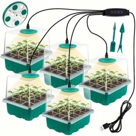 Plants Seed Starter Trays With Grow Light 12 Holes Per Tray Nursery Pots Lamp USB Powered Full Spectrum LED Growing Lights For Indoor Plant Seedling Flowers Greenhouse Trays