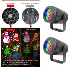 1pc LED Christmas projection light, Christmas night light, USB projection night light, high-definition projector atmosphere light, holiday light, household stage light, snowflake Christmas laser projector