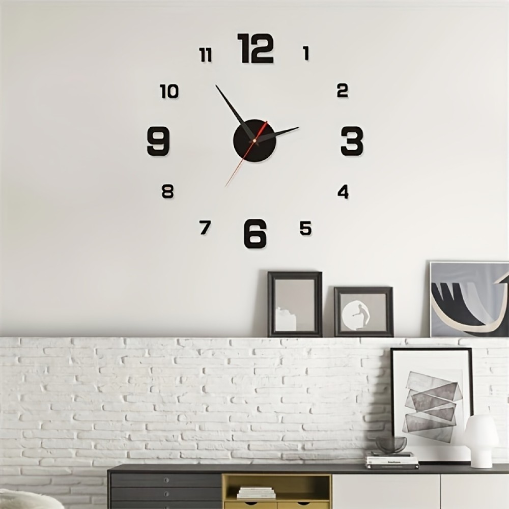 Simple Large Luminous Mute Clock Diy Three-dimensional Digital Wall Clock Living Room Bedroom Digital Wall Sticker Clock