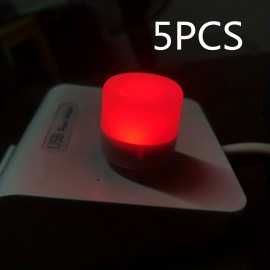 5pcs USB Small Night Light Mini Creative Portable Soft Light Eye Care LED Small Round Light Available For Student Dormitory Children's Bedside Light USB Plug In