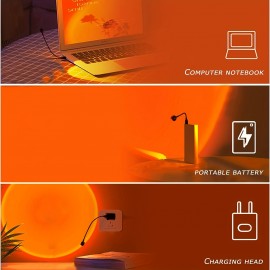 Sunset Lamp, Projector Sunset Light LED Projection Night Light 360 Degrees Rotating Romantic Rainbow Light USB Plug -in, For Photography, Selfie, Party, Bedroom, Computer Lamp Decoration