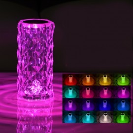 Crystal Lamp Touch Control Rose Shadow - Color Changing RGB Night Lamp with USB & Remote Control - Perfect for Home Decor, Office, Camping, Party & Gifts!