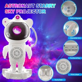 1pc Astronaut Milky Way Projector Night Light With Wireless Music Player, Remote And Key Control, Wireless Connection And Timing,Nebula Starry Moon Projector Effect, Dynamic, Bedroom Game Party Gift