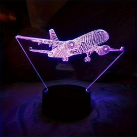 3D Airplane Night Light: USB Plug-in Table Lamp For Home Decor, Parties, Camping & More - Creative Aircraft Design With Multiple Colors And Brightness Levels!